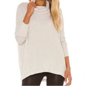 Free People Juicy Long Sleeve Waffle Weave Split Back Top Oversized